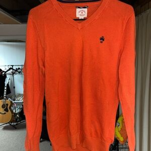 Brooks Brothers V-Neck Sweater in Bright Orange